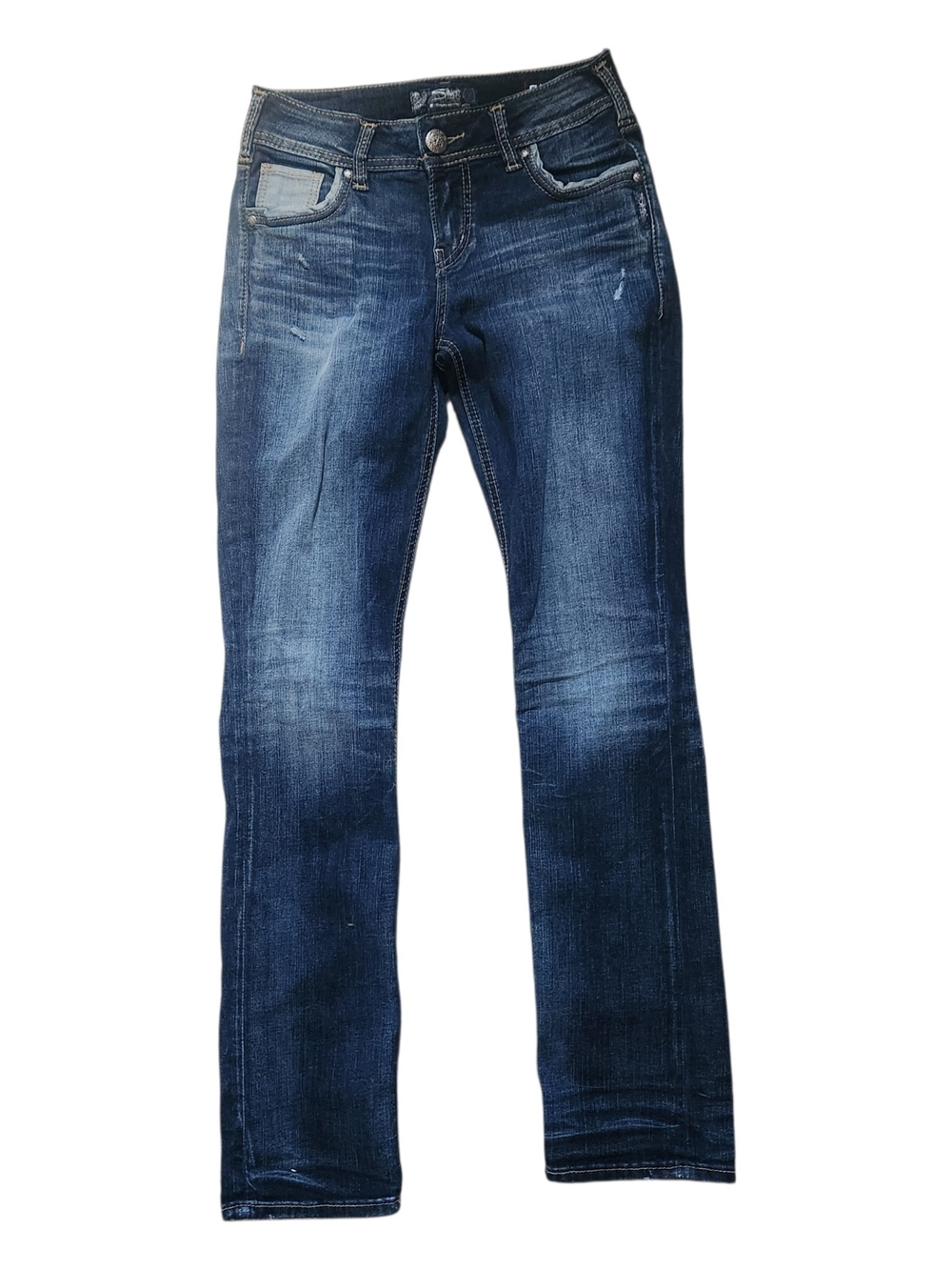 Silver Jeans Women's Dark Suki Mid Straight W26 L30 Boho Festival